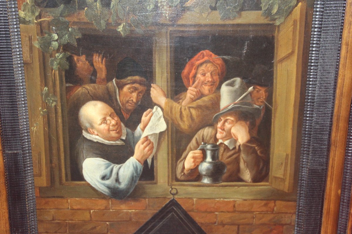 Rhetoricians At The Window, Dutch School, 19th Century, After Jan Steen.-photo-2