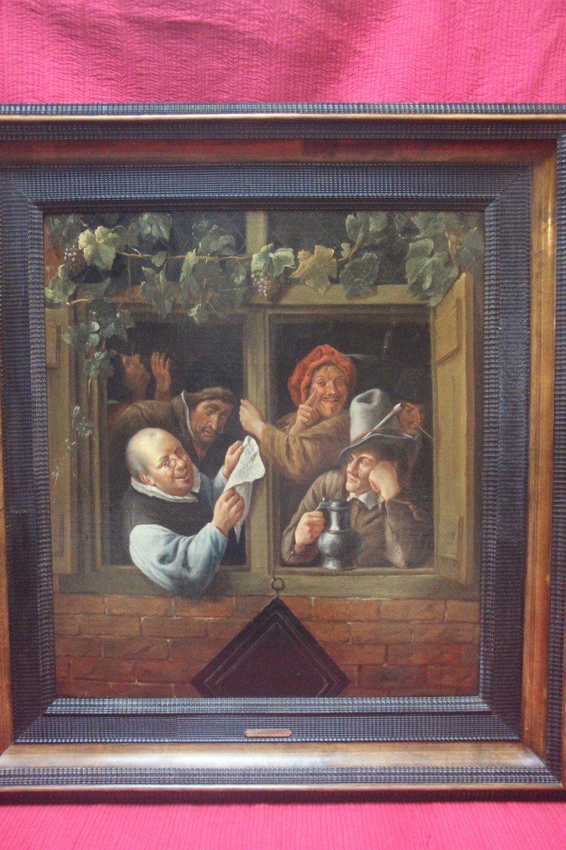 Rhetoricians At The Window, Dutch School, 19th Century, After Jan Steen.-photo-3