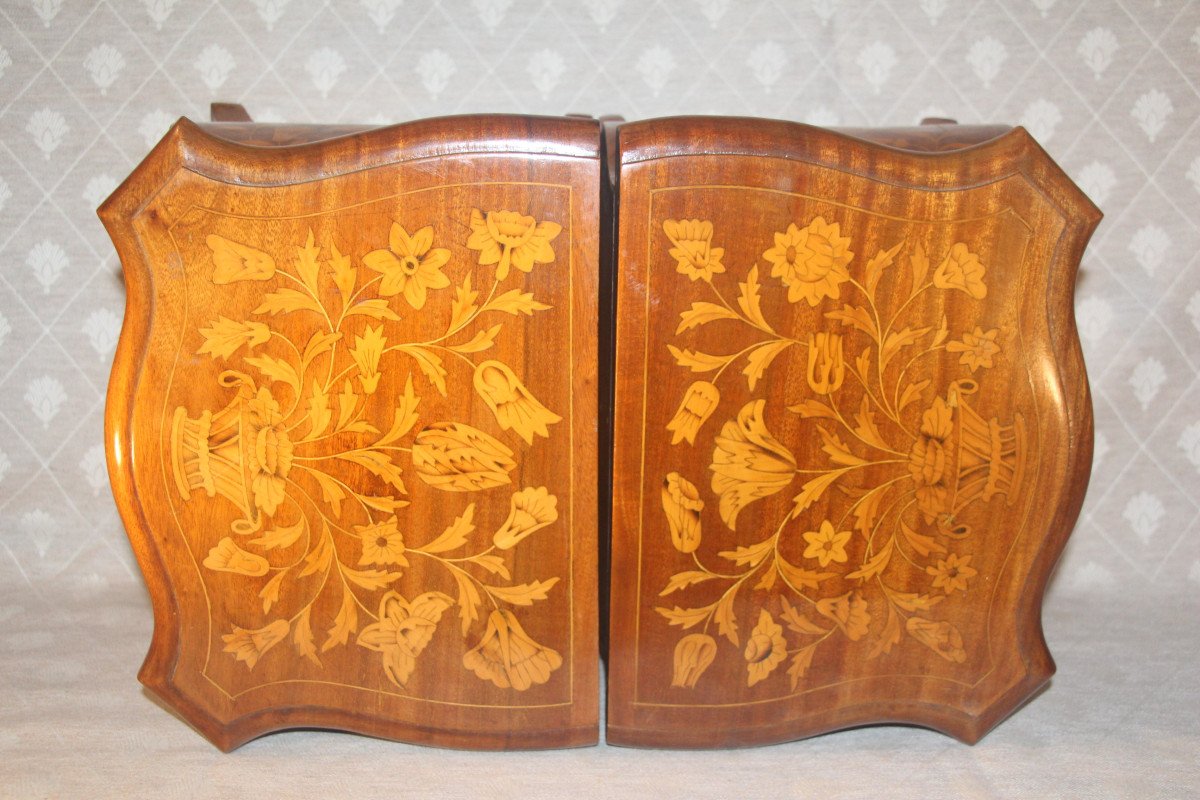 Pair Of Dutch Marquetry Chests Of Drawers, 19th Century.-photo-3