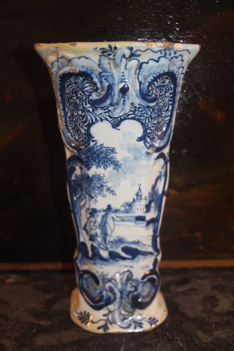 Set Of Five 18th Century Delftware Vases.-photo-2