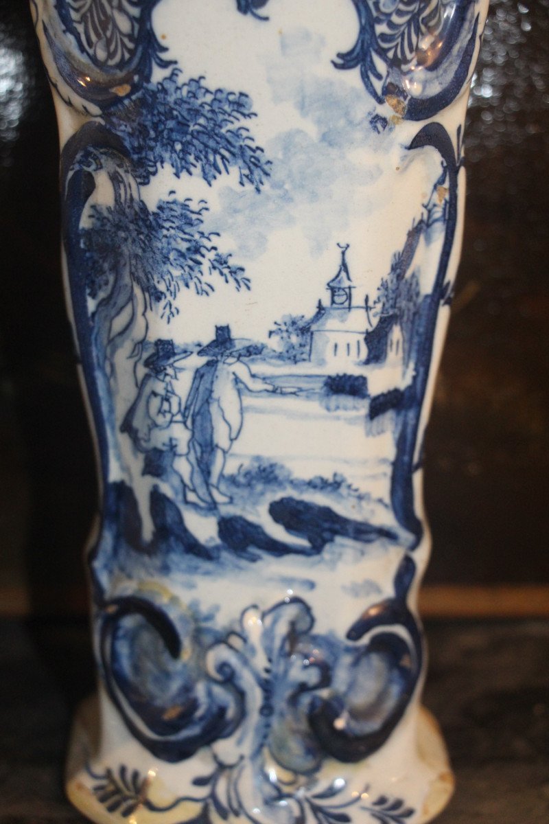 Set Of Five 18th Century Delftware Vases.-photo-3