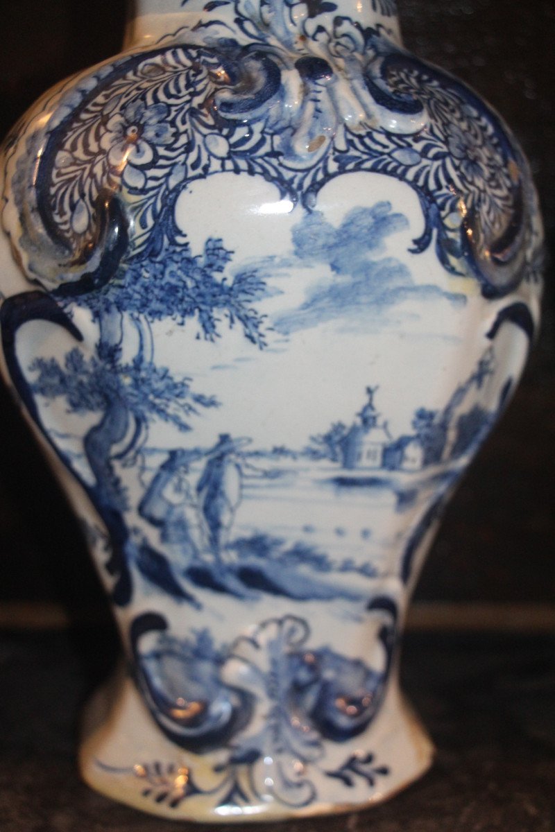 Set Of Five 18th Century Delftware Vases.-photo-4