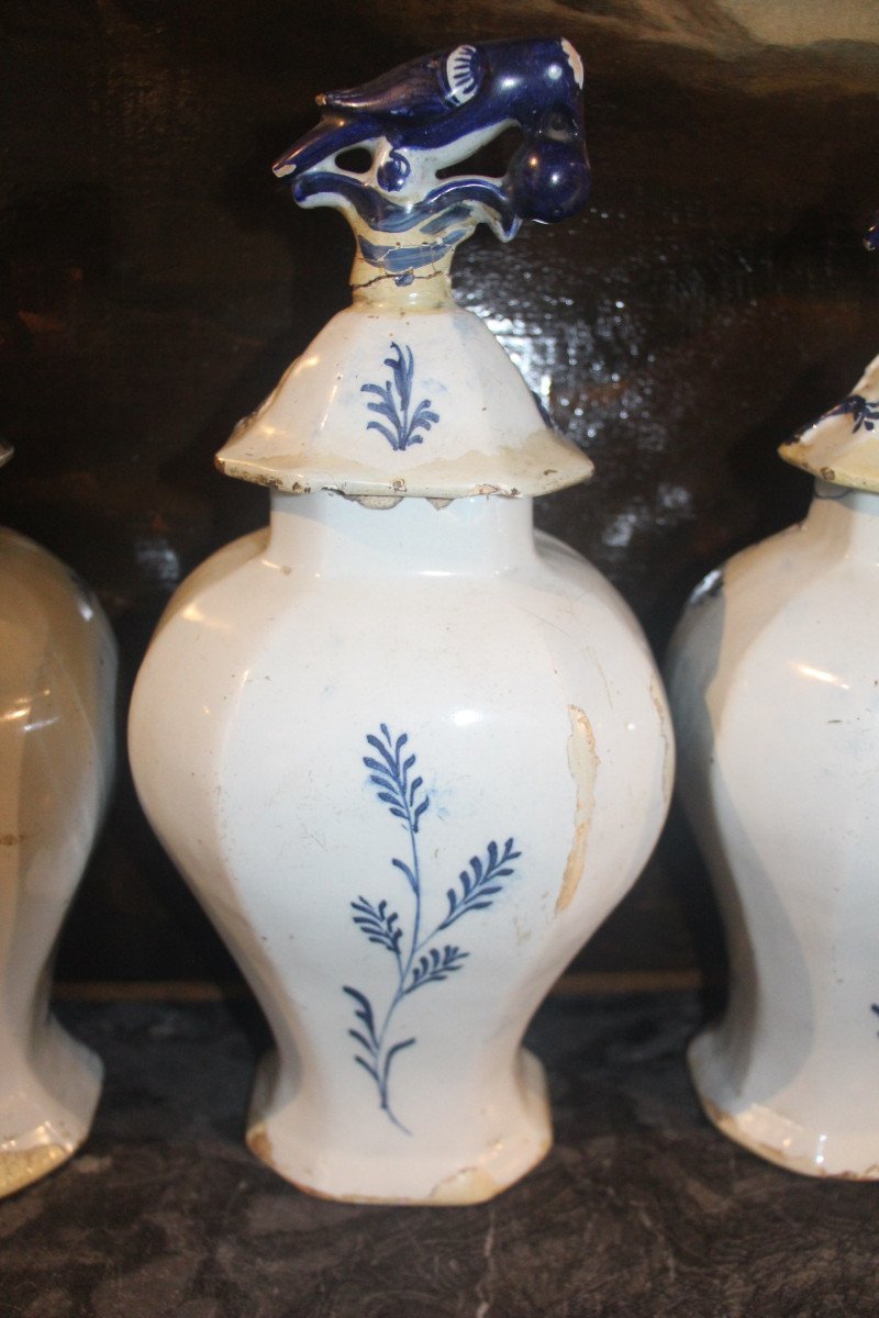 Set Of Five 18th Century Delftware Vases.-photo-7