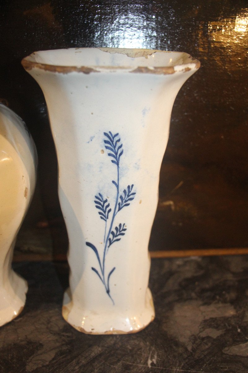 Set Of Five 18th Century Delftware Vases.-photo-8