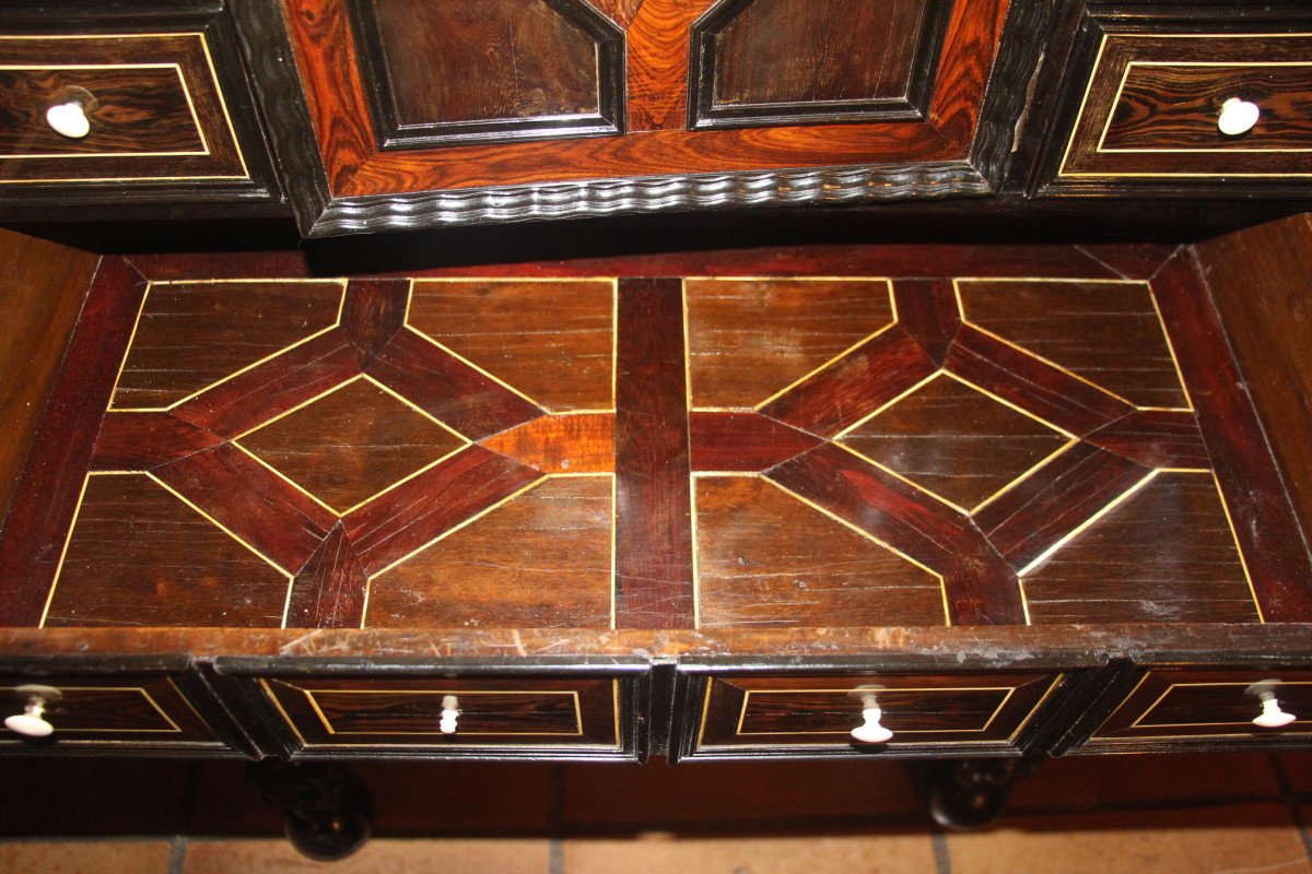 Cabinet And Its Base In Marquetry And Ivory, Holland, 17th Century-photo-3