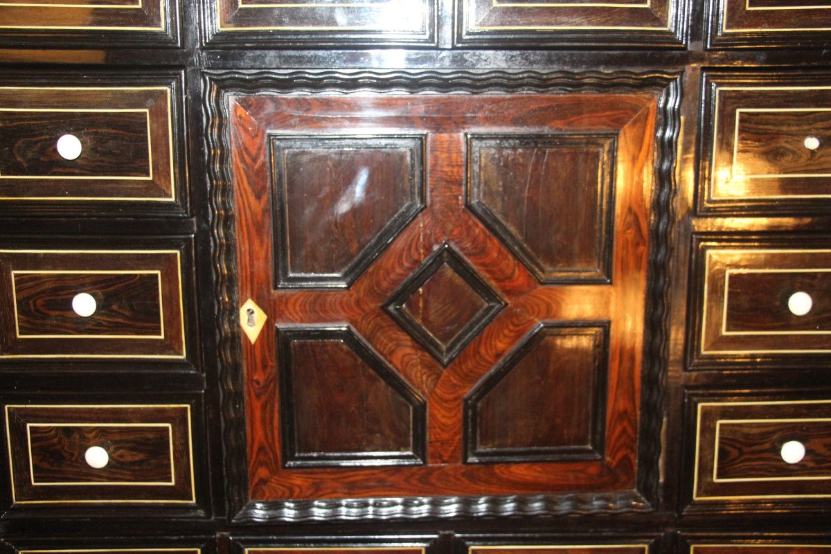 Cabinet And Its Base In Marquetry And Ivory, Holland, 17th Century-photo-5