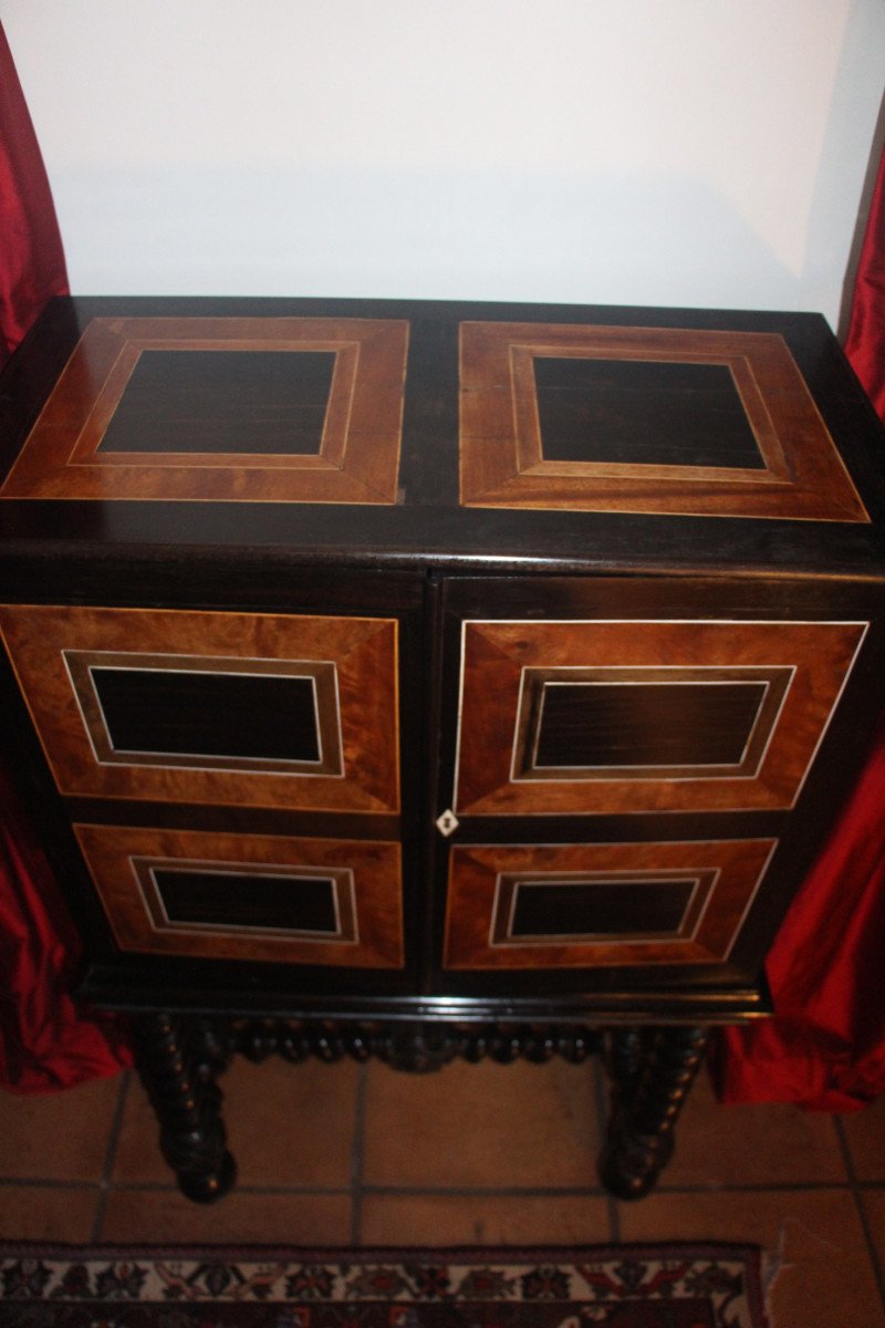 Cabinet And Its Base In Marquetry And Ivory, Holland, 17th Century-photo-8