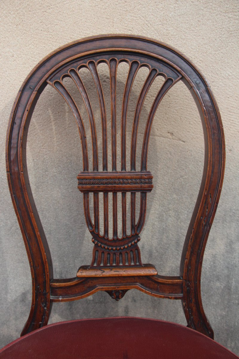 Set Of Four Chairs With Hot Air Balloon Backs, Louis XVI Period, 18th Century.-photo-2