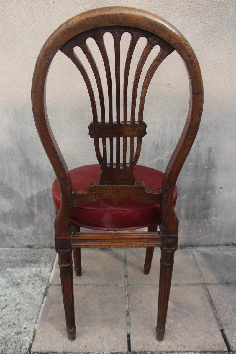 Set Of Four Chairs With Hot Air Balloon Backs, Louis XVI Period, 18th Century.-photo-4