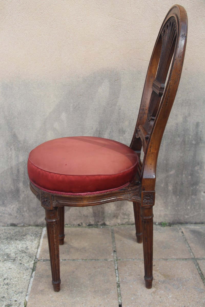 Set Of Four Chairs With Hot Air Balloon Backs, Louis XVI Period, 18th Century.-photo-2