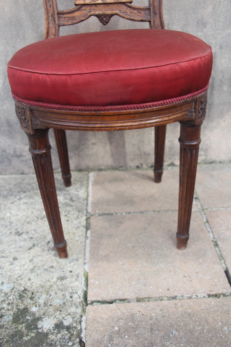 Set Of Four Chairs With Hot Air Balloon Backs, Louis XVI Period, 18th Century.-photo-3