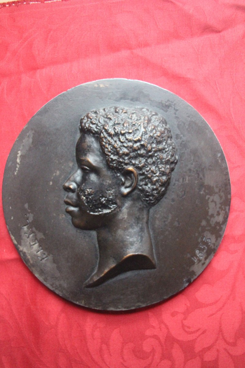 Medallions, Profile Portrait Of A Child In Patinated Plaster, One Signed L.kley (1833-1911), 19th Century.-photo-1