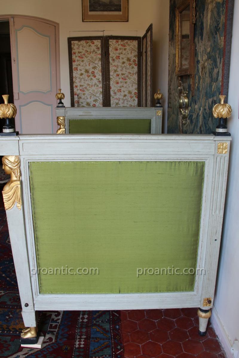 Apparat Bed In Lacquered And Gilded Wood, Transition Louis XVI, Directory, Eighteenth-photo-3