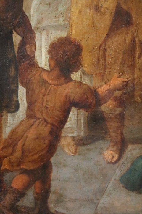 "La présentation au temple", huile sur panneau de cuivre, école italienne, XVII e siècle-photo-2
