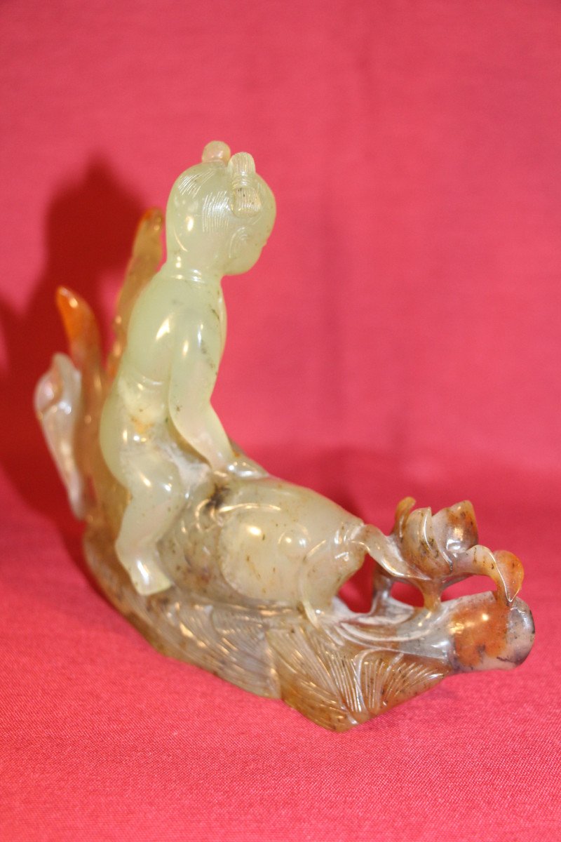 "Enfant et poisson", Jade, Chine, XIXe siècle.-photo-6