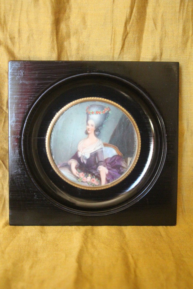 Portrait Of The Princess Of Lamballe, After Af Callet, Miniature On Ivory, 19th Century.-photo-3