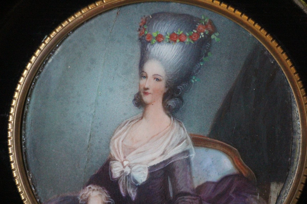 Portrait Of The Princess Of Lamballe, After Af Callet, Miniature On Ivory, 19th Century.-photo-6