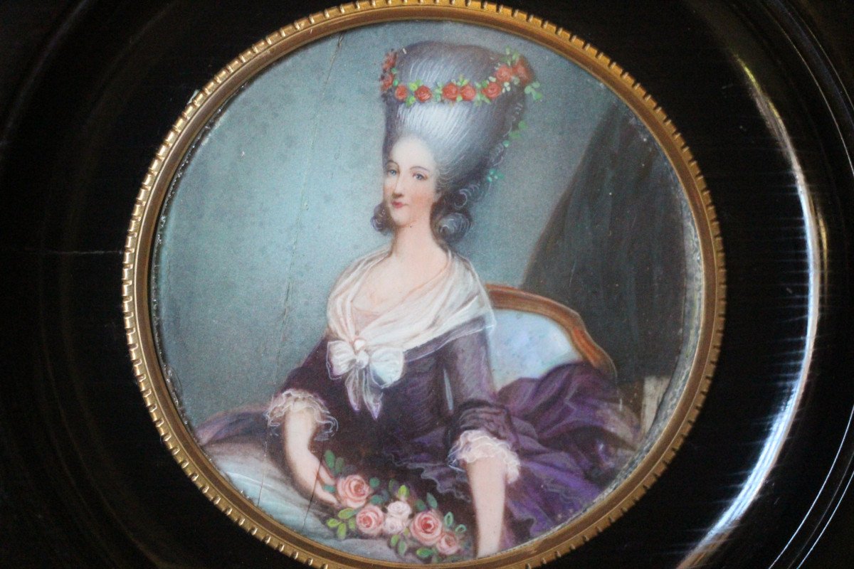 Portrait Of The Princess Of Lamballe, After Af Callet, Miniature On Ivory, 19th Century.