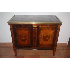 Argentier In Marquetry With Mechanism, Stamped Lardin, Circa 1770, 18th Century.