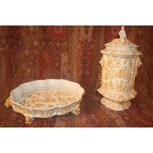 Moustiers Earthenware Fountain And Basin From The Olérys - Laugier Manufacture, 18th Century