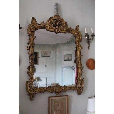 miroir en bois doré époque louis XV, XVIII e siècle