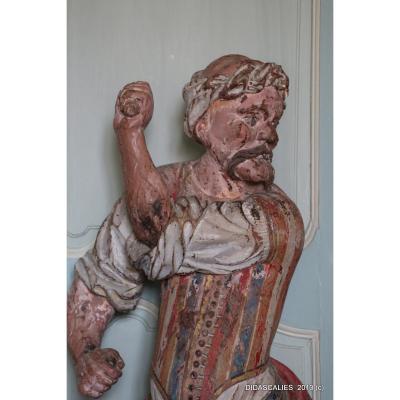 Polychrome Wooden Sculpture Of A Turk Eighteenth Century.