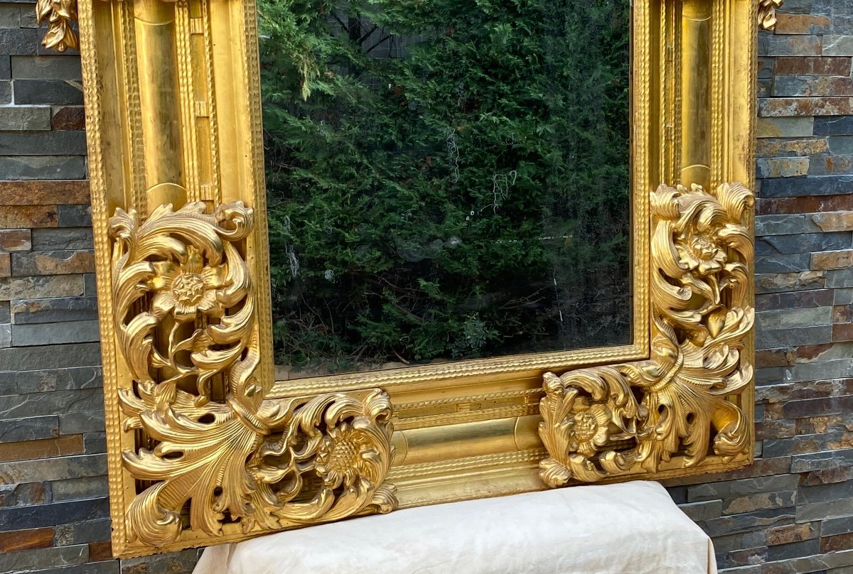 Spectacular Louis XIV Mirror In Golden Wood-photo-3