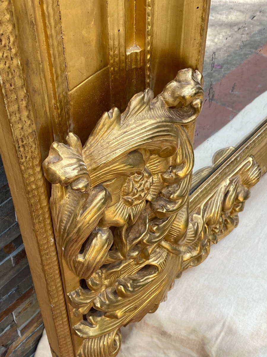 Spectacular Louis XIV Mirror In Golden Wood-photo-4