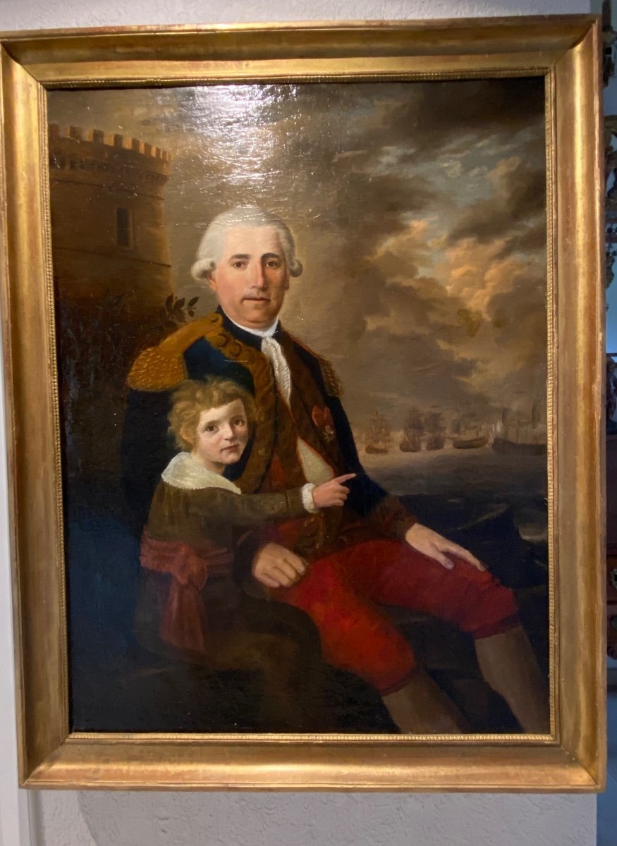 Large Painting Representing A Captain Of A Vessel In The Regulations Of 1786