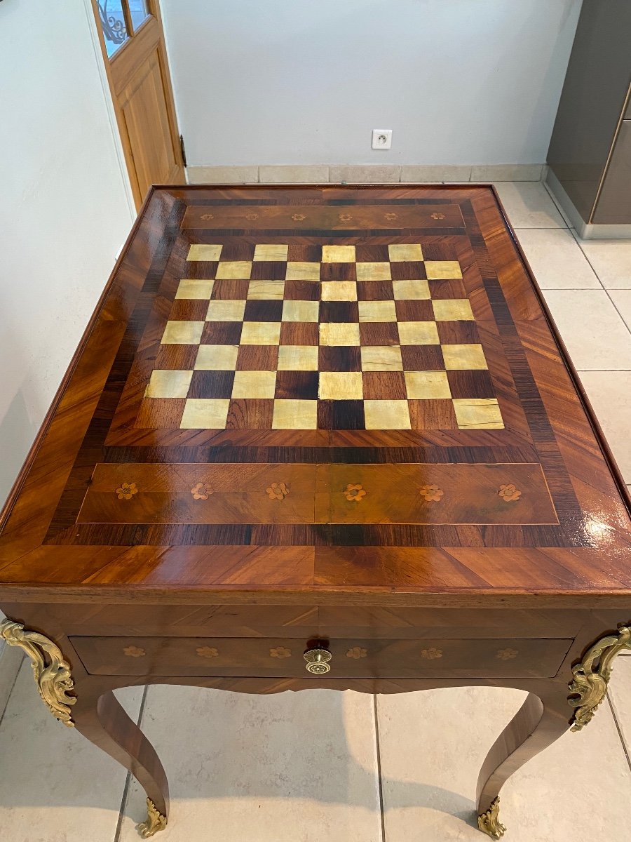 Louis XV Tric Trac Table In Marquetry-photo-2