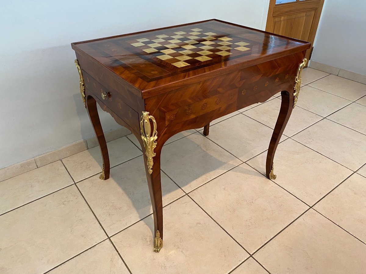 Louis XV Tric Trac Table In Marquetry-photo-3