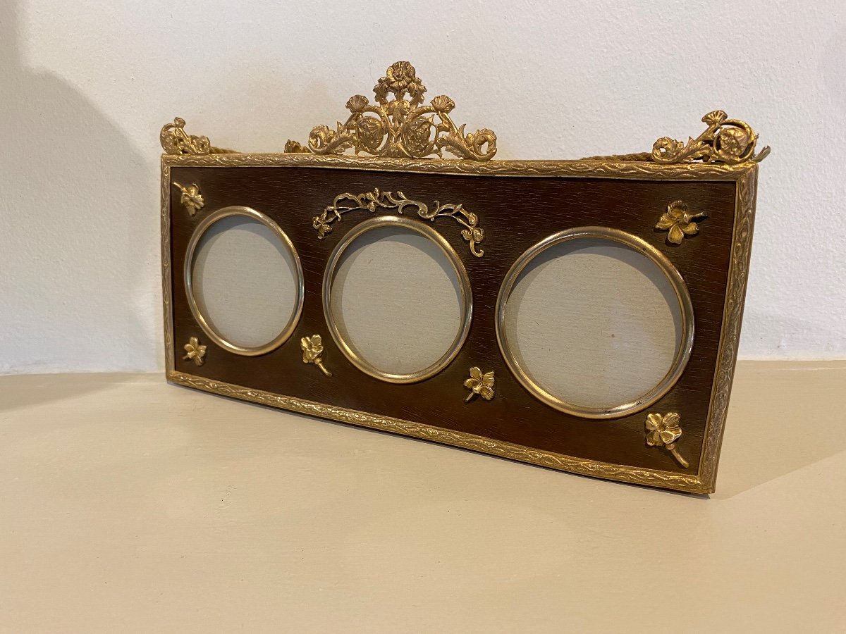 Photo Frame In Gilt Bronze And Wood-photo-3