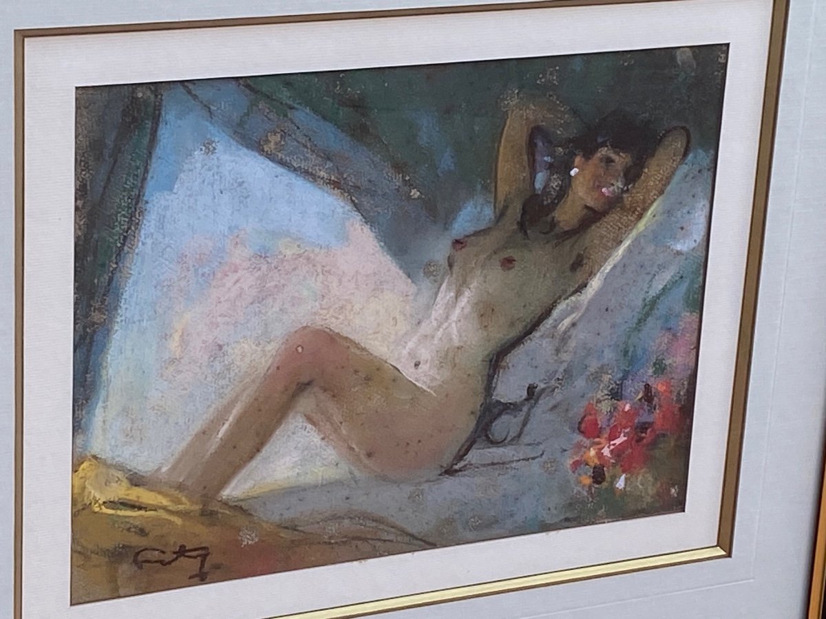 Nude Pastel Signed Louis Fortuney 1875 1951-photo-4