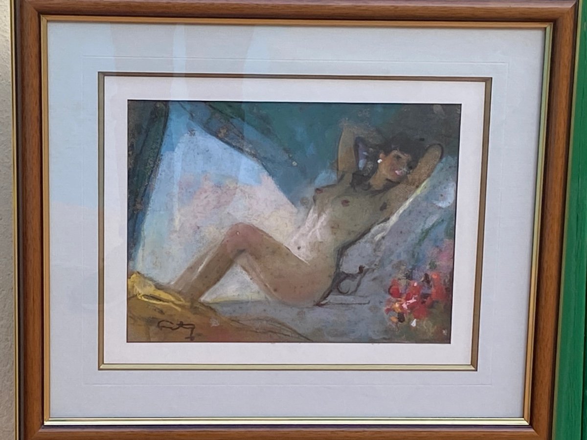 Nude Pastel Signed Louis Fortuney 1875 1951