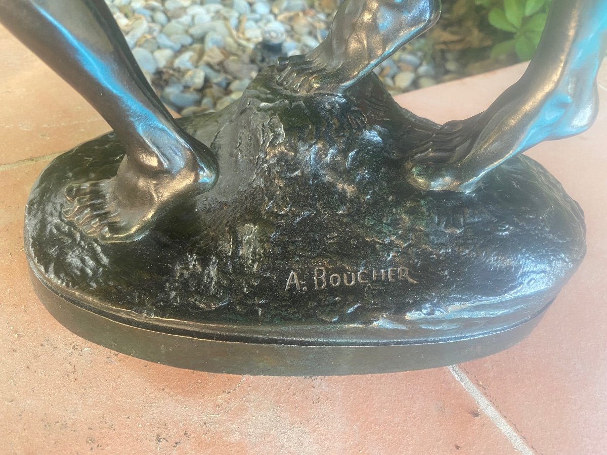 Au But Avec Les Athlètes Français Bronze D ‘alfred Boucher 1850 1934 -photo-4