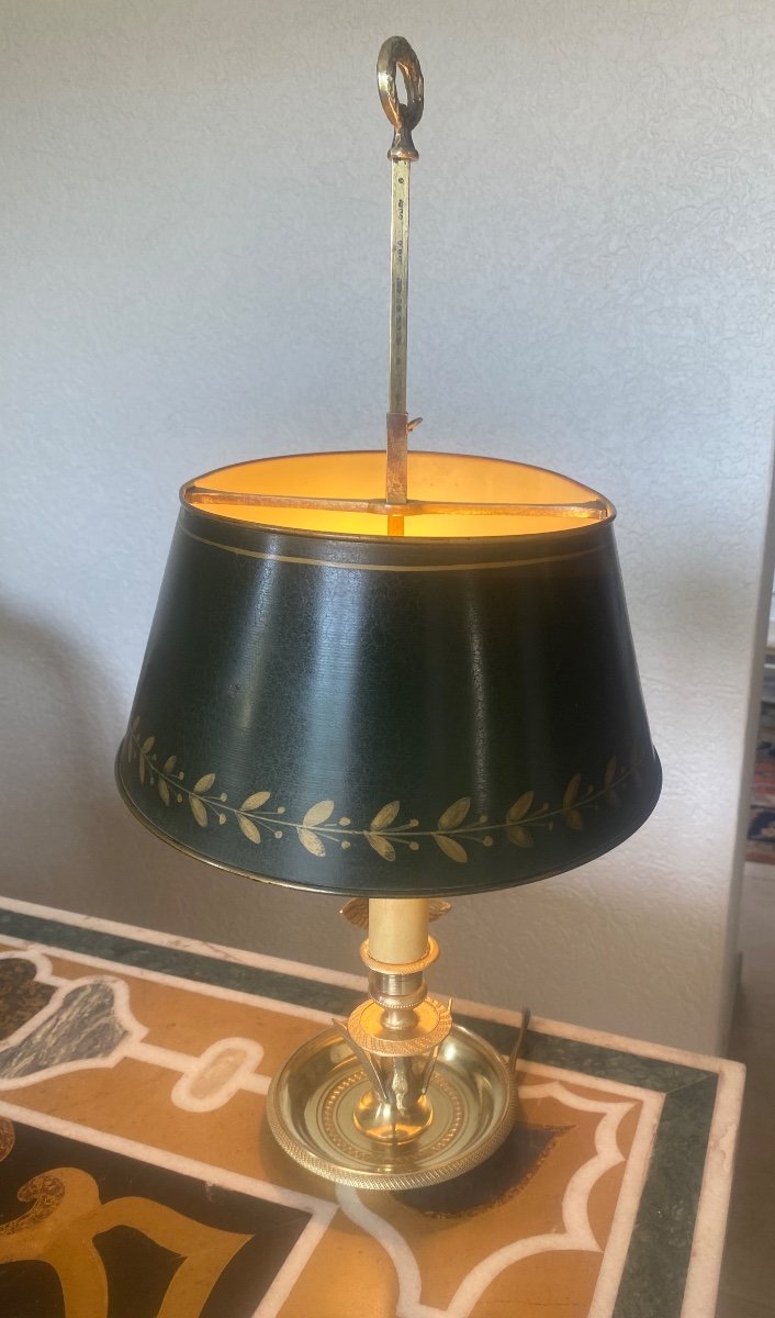 Lampe  Bouillotte En Bronze Doré Style Empire -photo-2