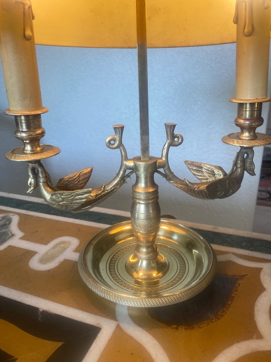 Lampe  Bouillotte En Bronze Doré Style Empire -photo-3