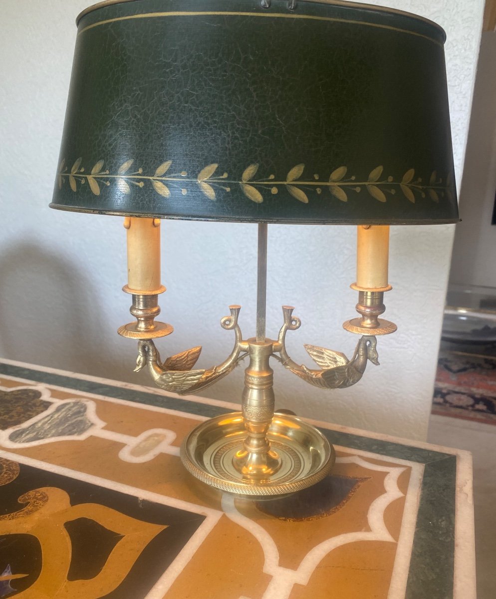 Lampe  Bouillotte En Bronze Doré Style Empire -photo-1