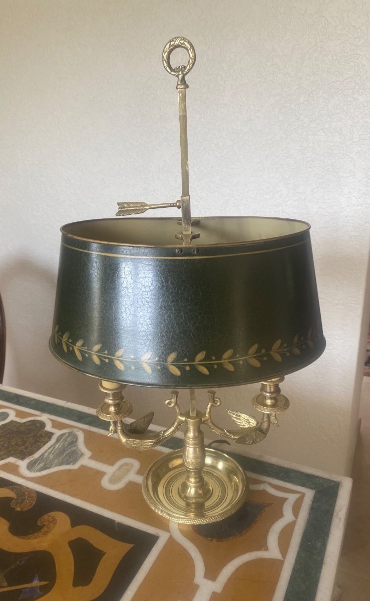 Lampe  Bouillotte En Bronze Doré Style Empire -photo-2