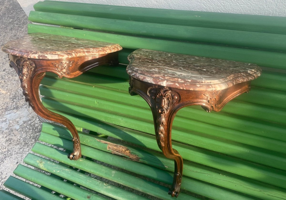 A Pair Of Louis XV Style Rosewood Wall Consoles From Maison Flandrin In Paris -photo-2