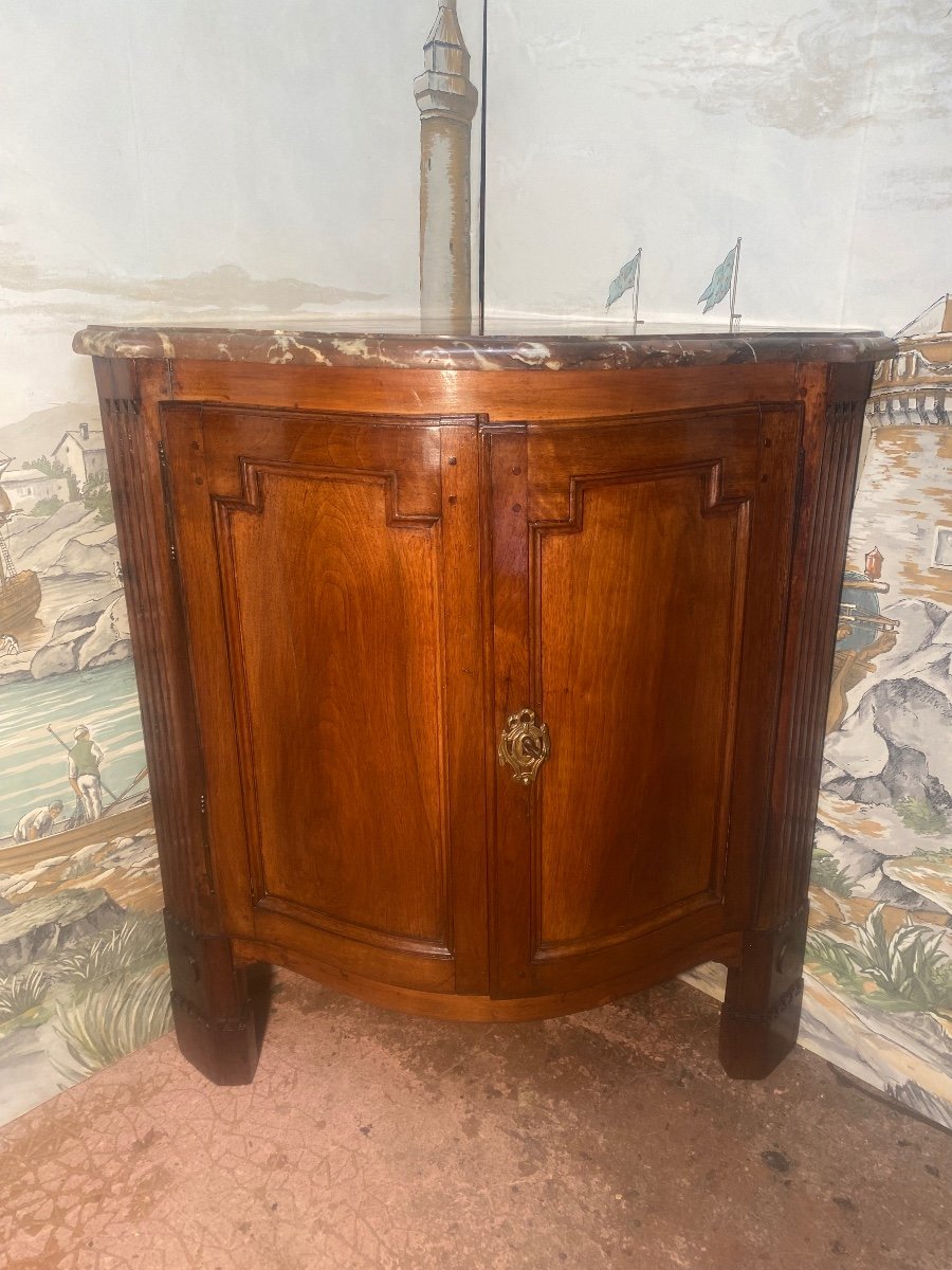 Louis XVI Period Curved Crossbow Corner Cupboard 