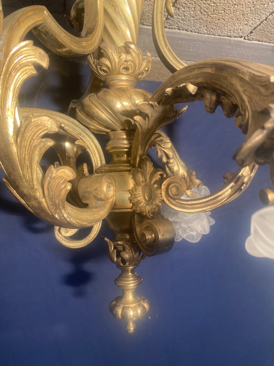 Bronze Ceiling Light Chandelier With Three Arms -photo-2