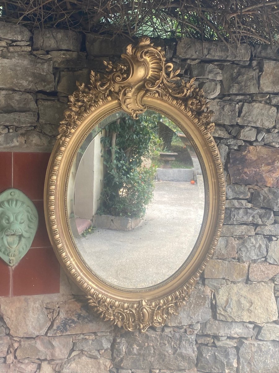 Louis XV Napoleon III Style Oval Mirror 