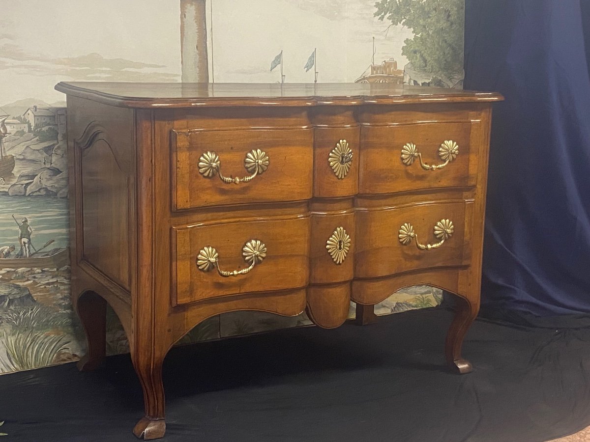 Commode Sauteuse Provençale en arbalète 18eme En Noyer Blond-photo-2