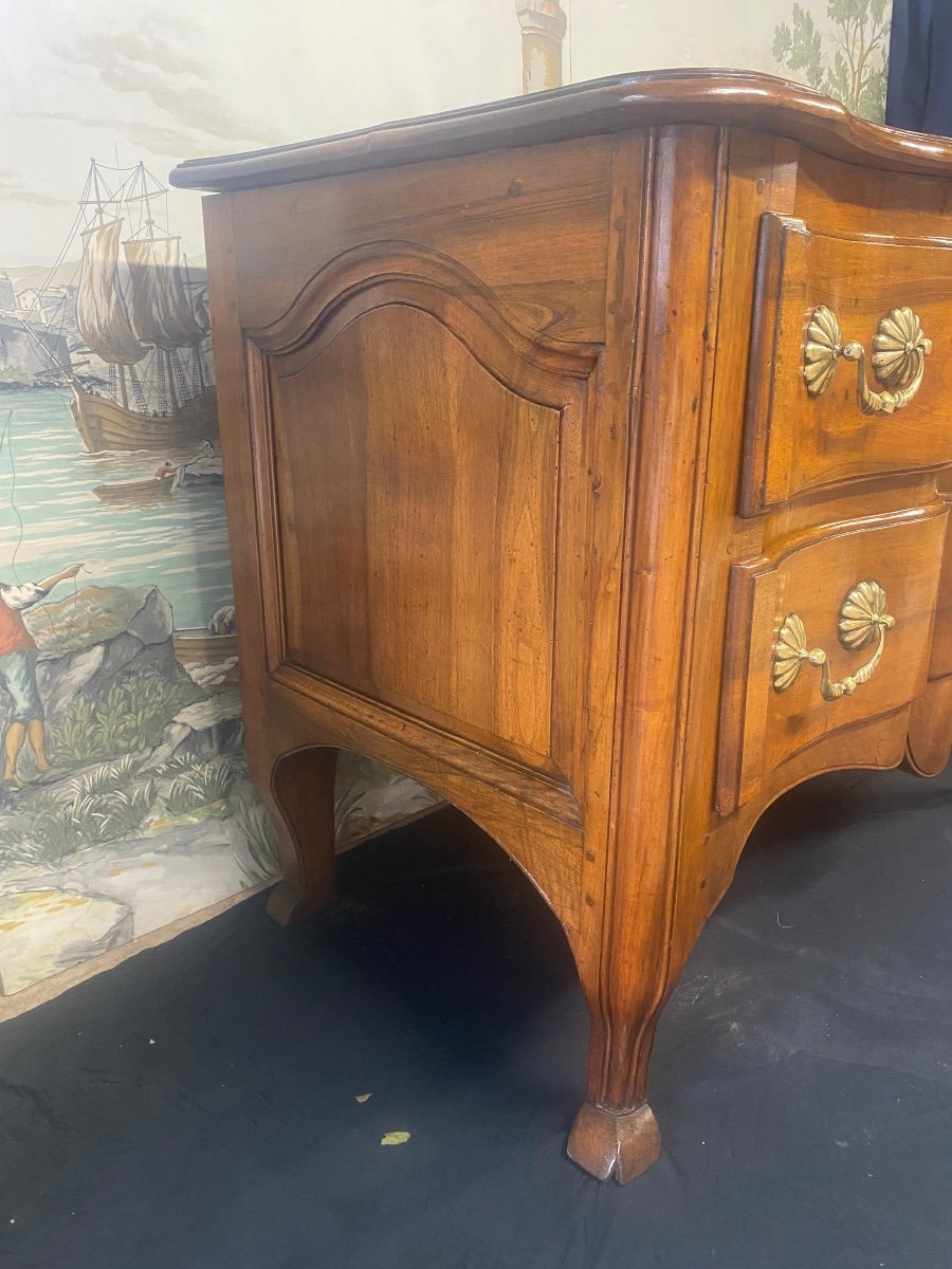 Commode Sauteuse Provençale en arbalète 18eme En Noyer Blond-photo-1