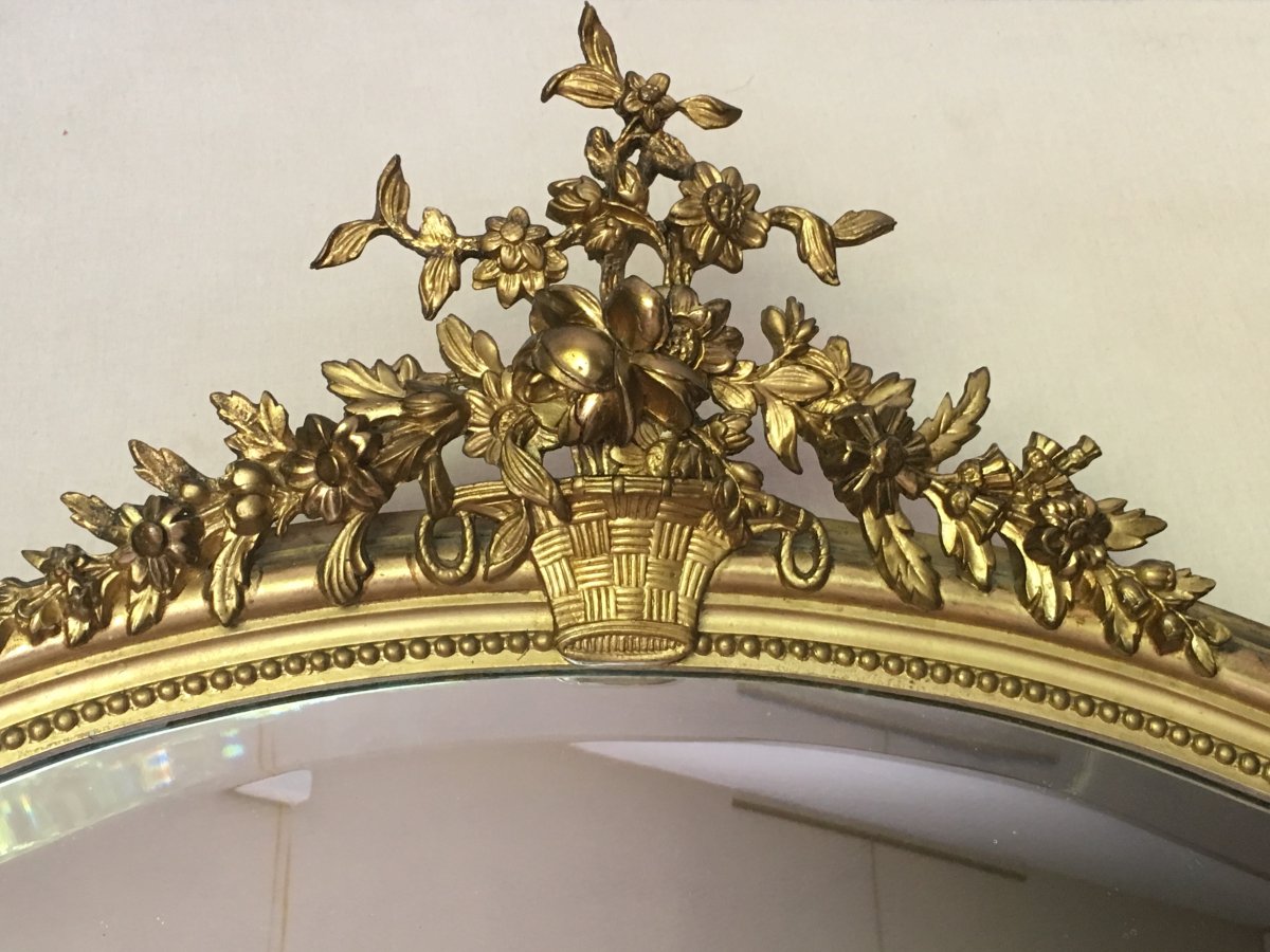 Large Mirror Louis XV Style Golden Leaf-photo-2