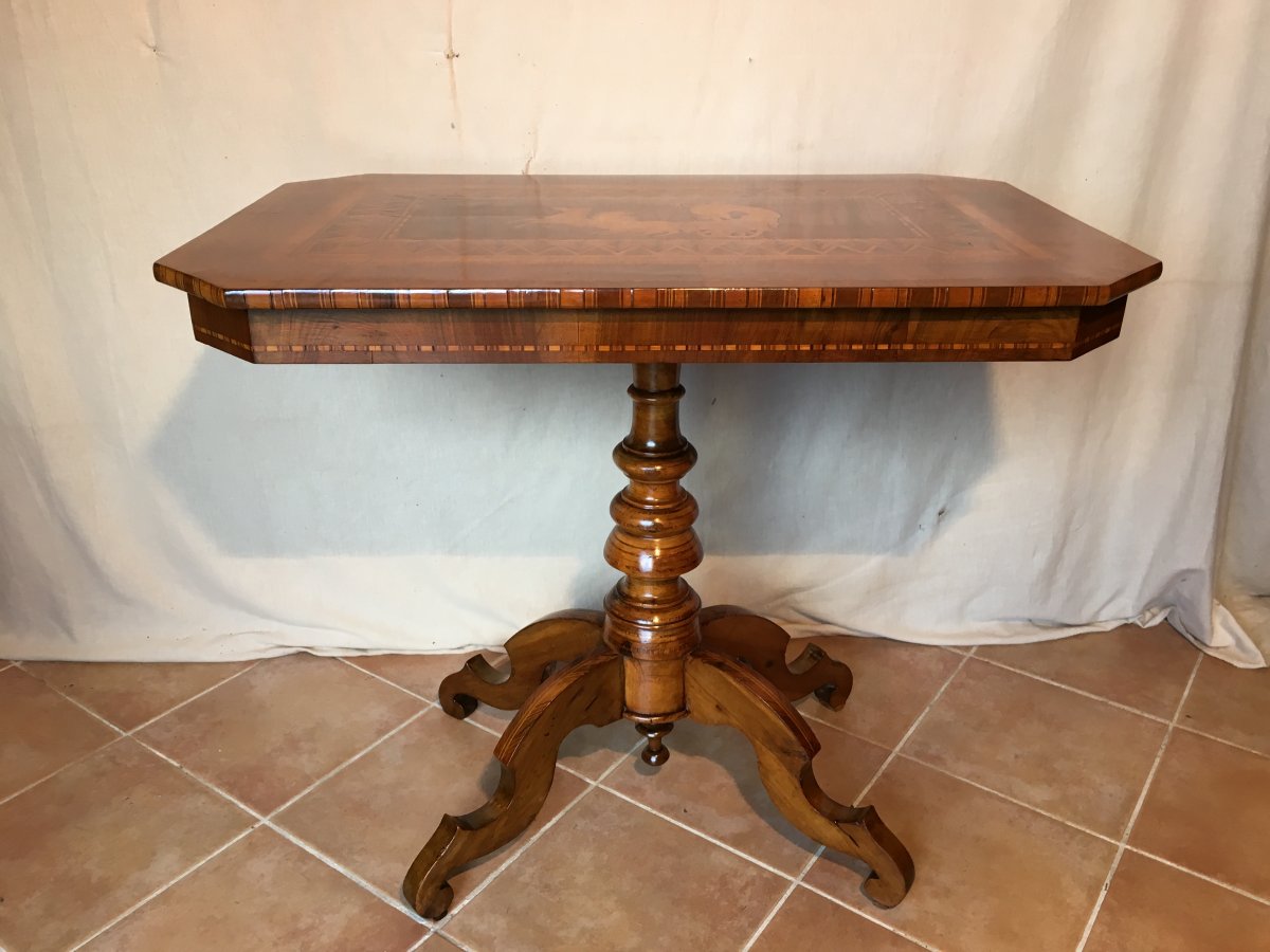 Rectangular Pedestal In Marquetry 19th-photo-2