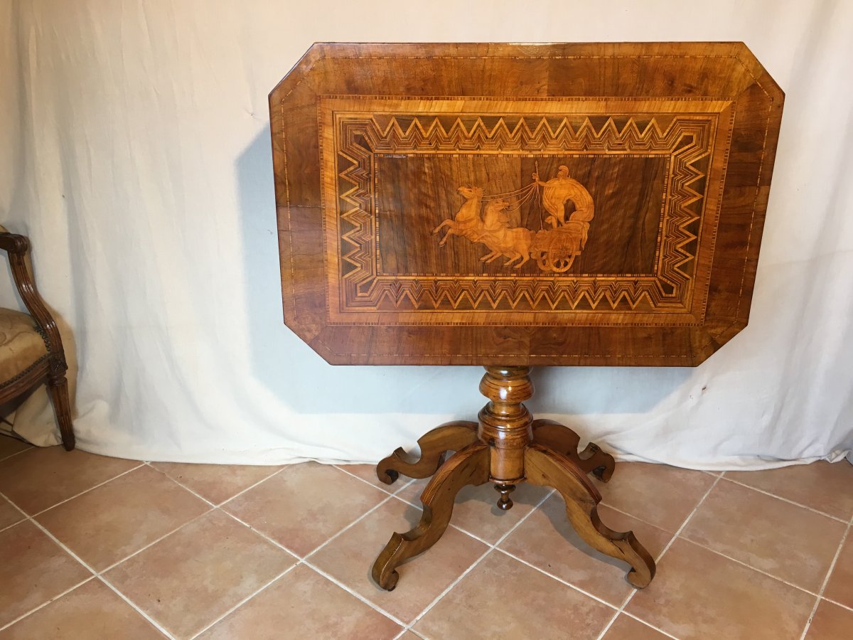 Rectangular Pedestal In Marquetry 19th-photo-1