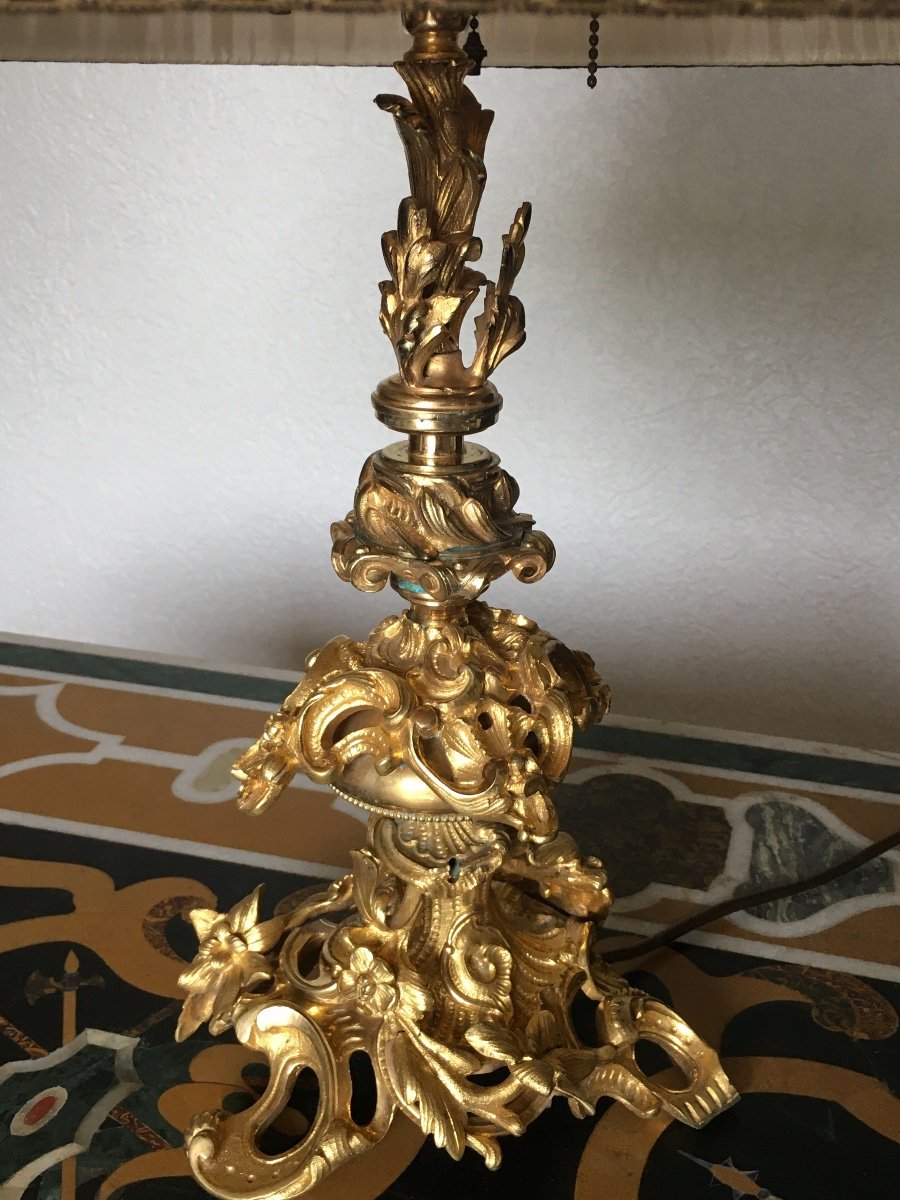 Rocaille Style Gilt Bronze Living Room Lamp-photo-4