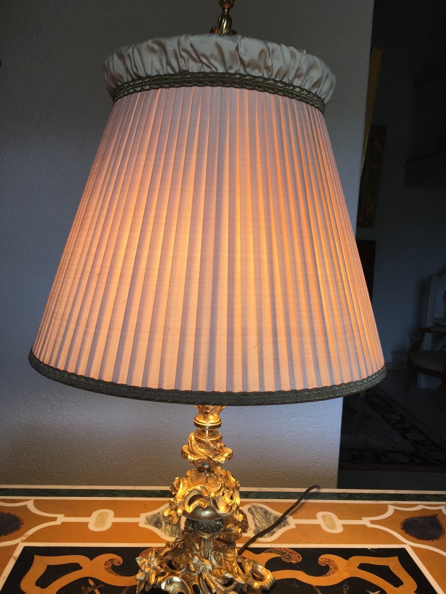 Rocaille Style Gilt Bronze Living Room Lamp-photo-2